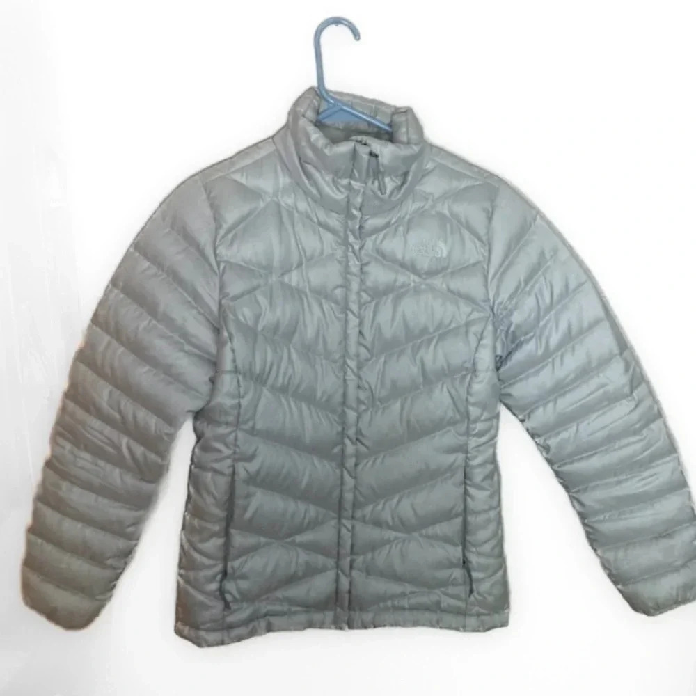 The North Face Silver Gray Down Puffer Coat Winter Jacket Small